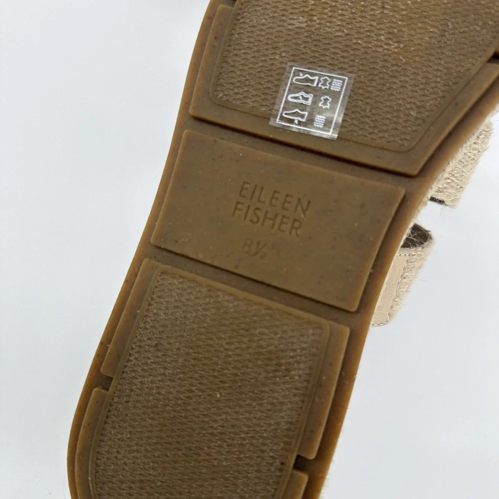 Eileen Fisher‎ Womens Jute Triple Strap Platform Espadrille Slide Sandals 8.5